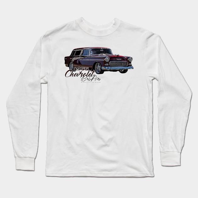 1955 Chevrolet Bel Air Nomad Station Wagon Long Sleeve T-Shirt by Gestalt Imagery